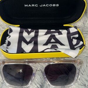 Marc Jacobs Clear Frame Sunglasses with Black Lenses